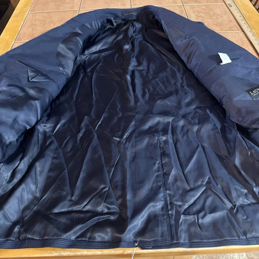 LRL Ralph Lauren Black Label Sport Coat 42R Blazer Jacket Blue Houndstooth Plaid - Picture 4 of 11
